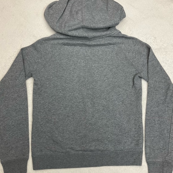 NIKE Gray Cross Neck Metallic Silver Oversized Hood Sweatshirt Woman Small - Picture 2 of 9
